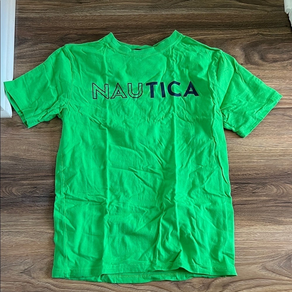 Nautica Vibrant Green Tee with Navy Logo